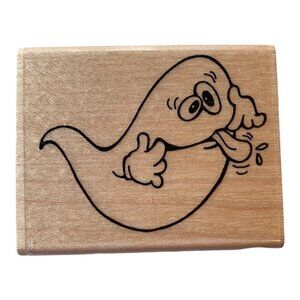 Stampendous Fun Stamps Silly Ghost Rubber Stamp Wood Block Craft Vintage 1989